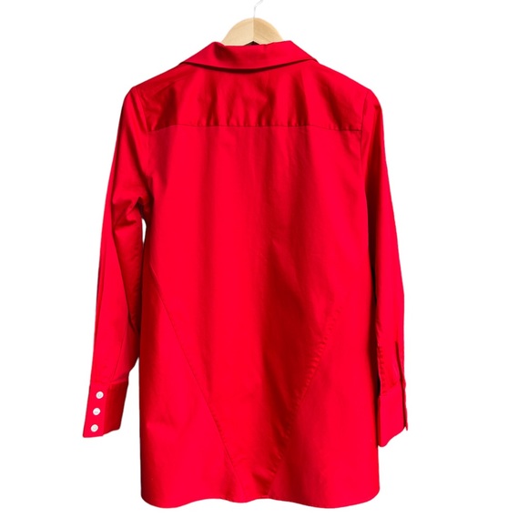 Hinson Wu Betty wing collar V neck cotton tunic blouse shirt size 8 - Picture 2 of 5